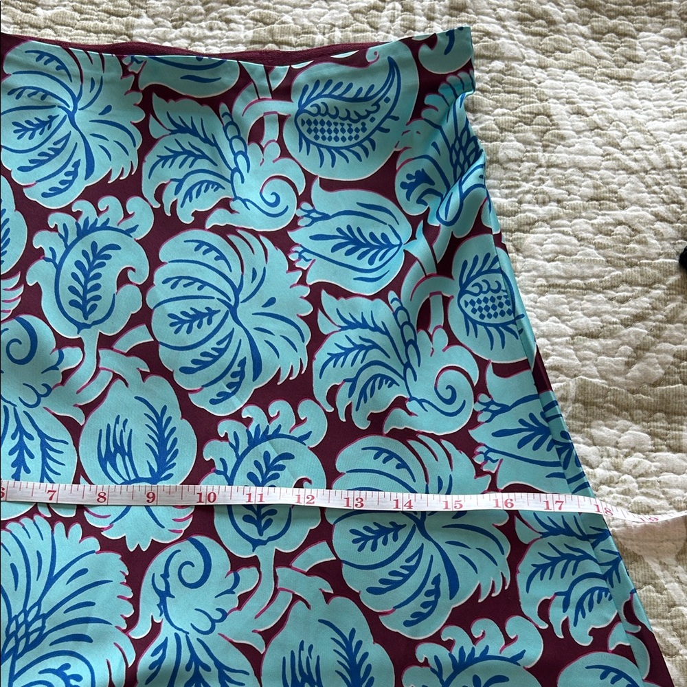 J. Crew Vibrant Blue pull on Floral Midi Slip Skirt XS - Picture 9 of 10